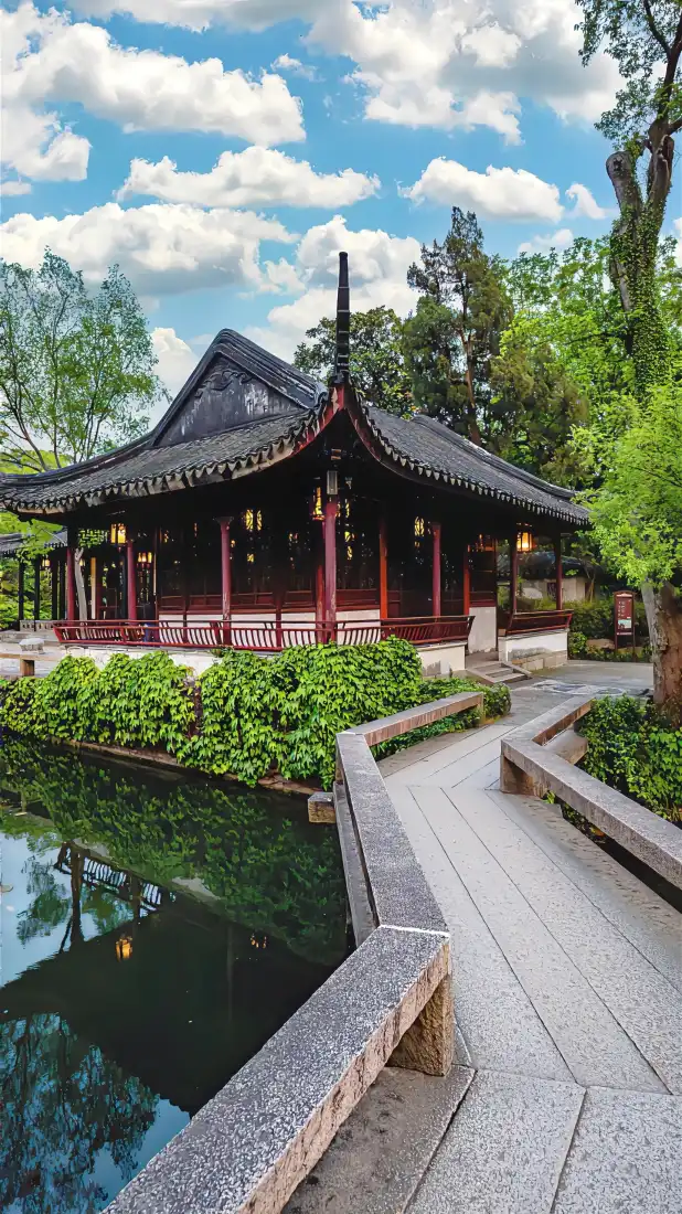 园林建筑手机壁纸｜池塘风景图片 - 江南园林「哲风壁纸」