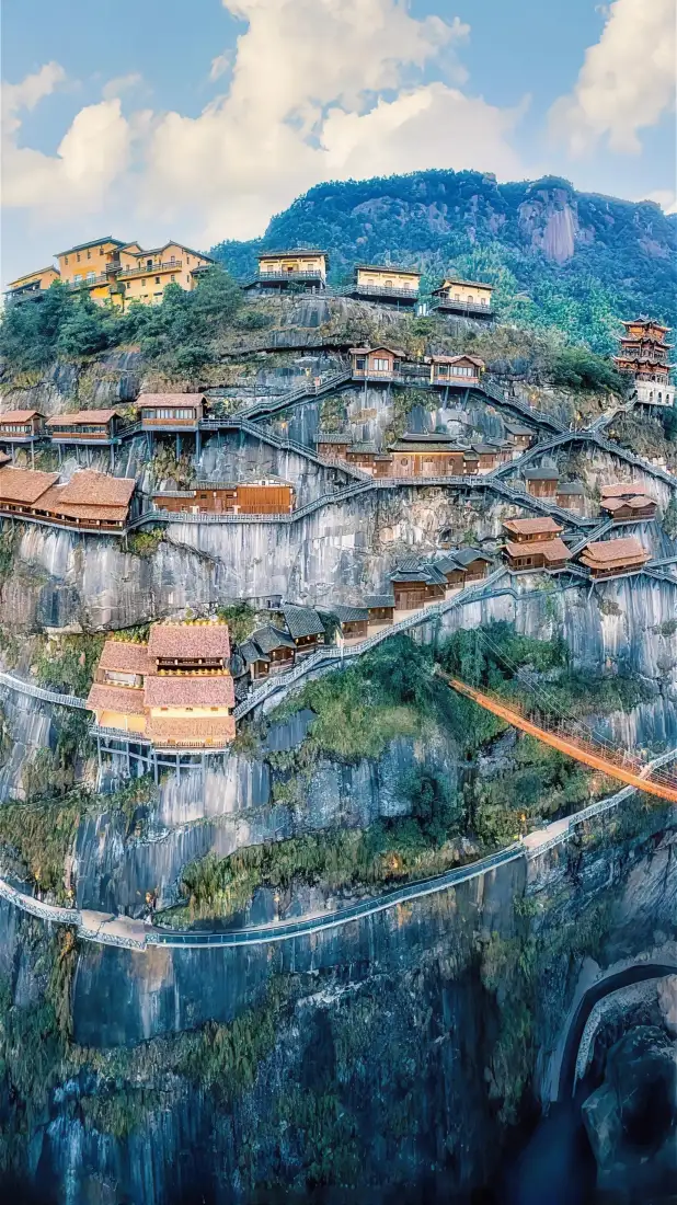 山间建筑手机壁纸｜景区背景图片 - 自然风光「哲风壁纸」