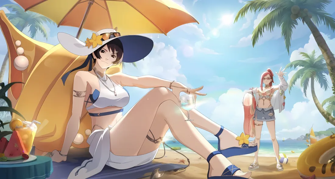 2k火影忍者壁纸｜沙滩背景图片 - 日向雏田 夏日「哲风壁纸」