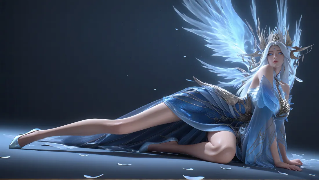 6k宁雨蝶壁纸｜百炼成神背景图片 - 蓝色翅膀女神「哲风壁纸」