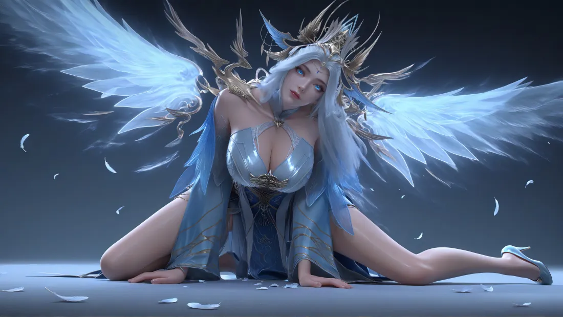 6k宁雨蝶壁纸｜百炼成神背景图片 - 银发翅膀女神「哲风壁纸」