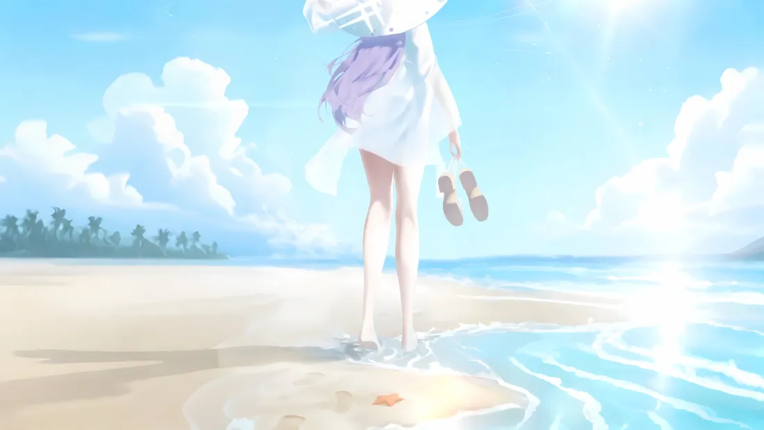 4k亚津子壁纸｜海滩背景图片 - 夏日海风清新「哲风壁纸」