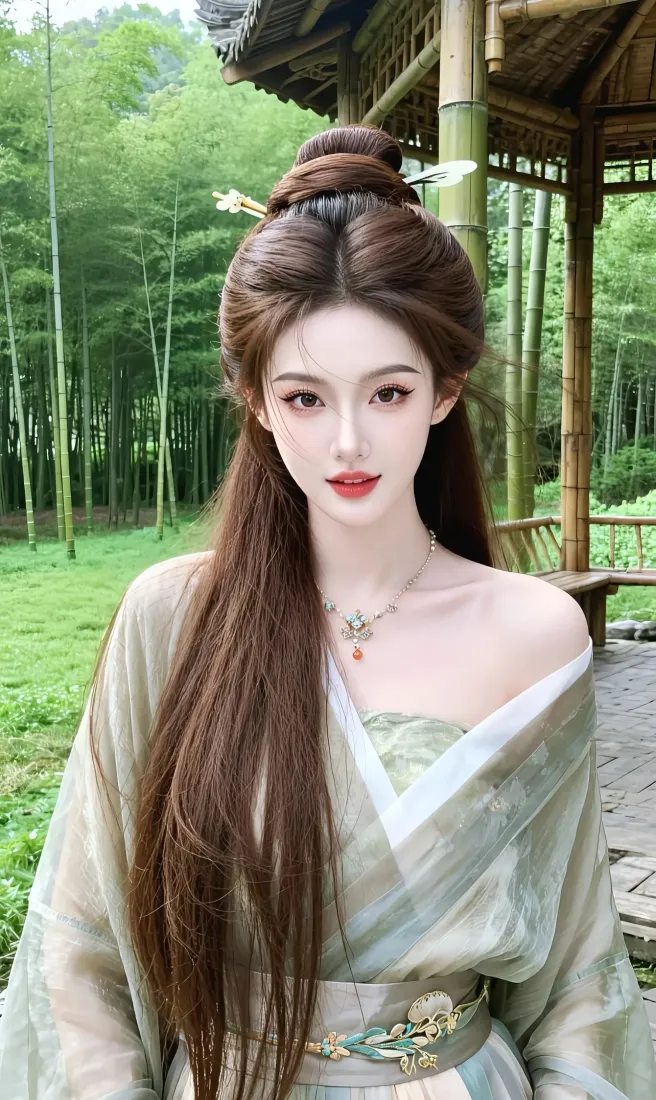 古装美女手机壁纸｜竹林背景图片 - 古风汉服「哲风壁纸」