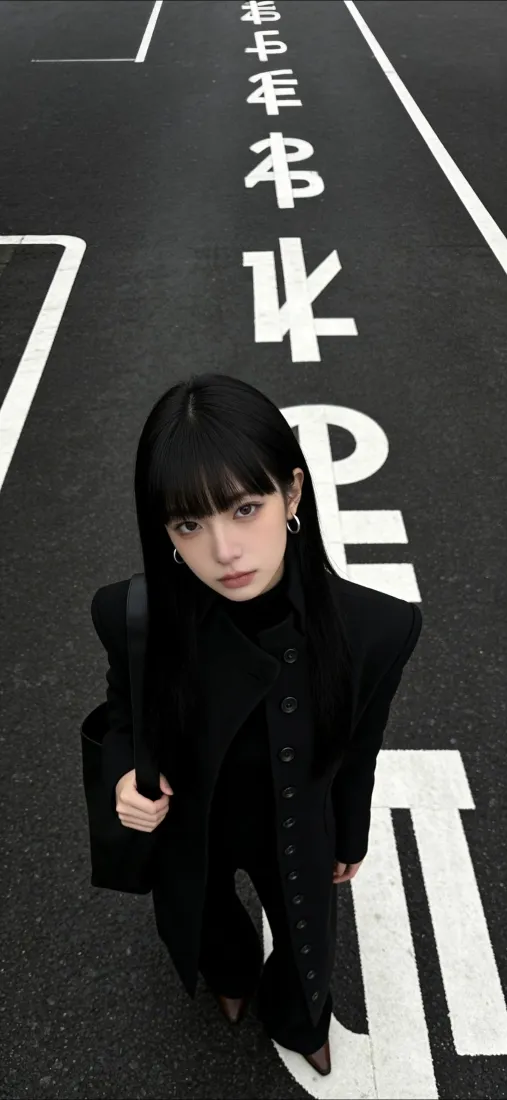 黑衣美女手机壁纸｜暗黑街拍背景图片 - 时尚「哲风壁纸」