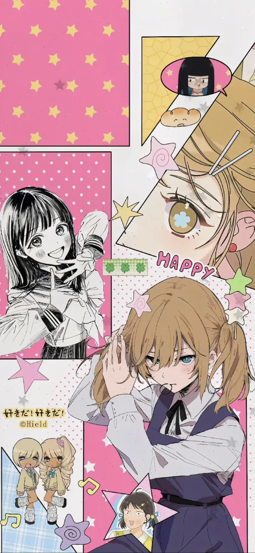 动漫人物手机壁纸｜粉色背景图片 - 漫画分镜「哲风壁纸」