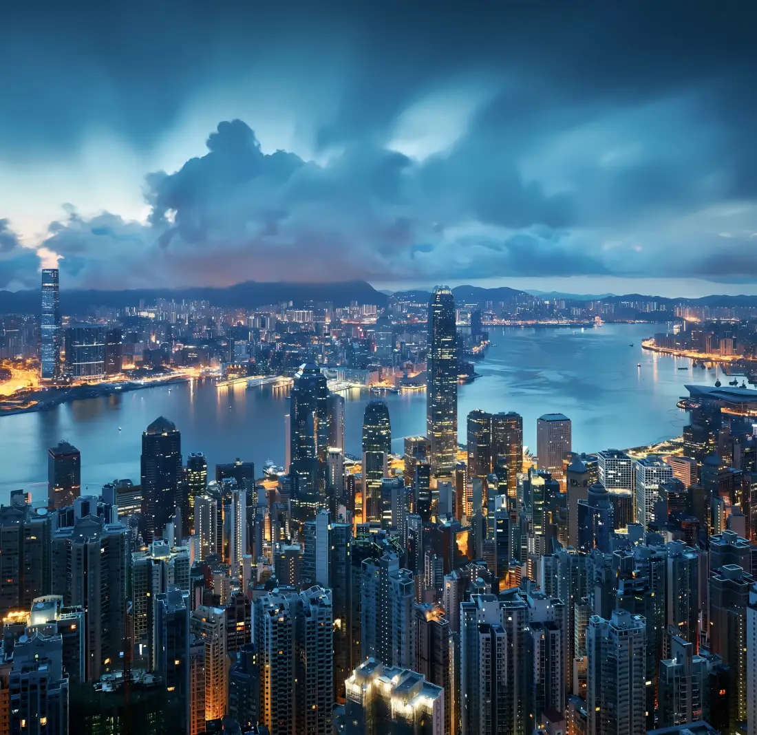 2k香港夜景壁纸｜城市背景图片 - 摩天大楼海湾「哲风壁纸」