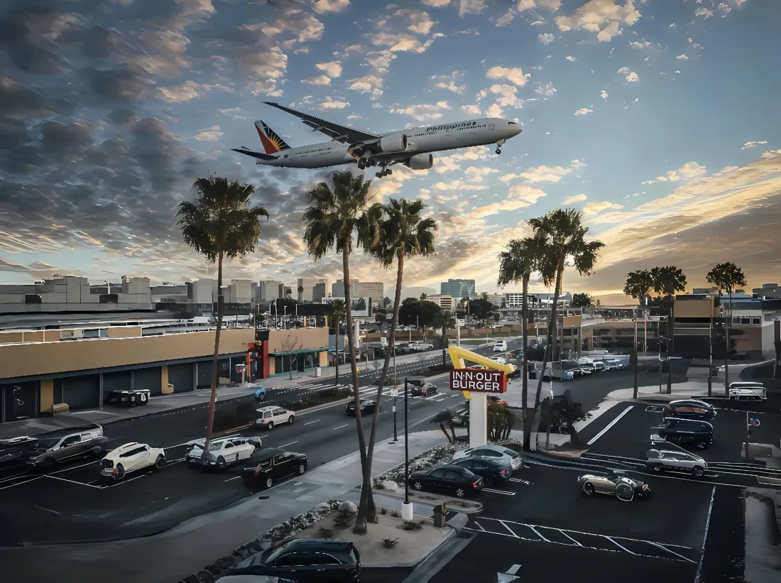 2k停车场壁纸｜黄昏背景图片 - 飞机棕榈树「哲风壁纸」