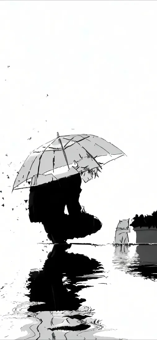 五条悟黑白手机壁纸｜雨中倒影背景图片 - 咒术回战「哲风壁纸」