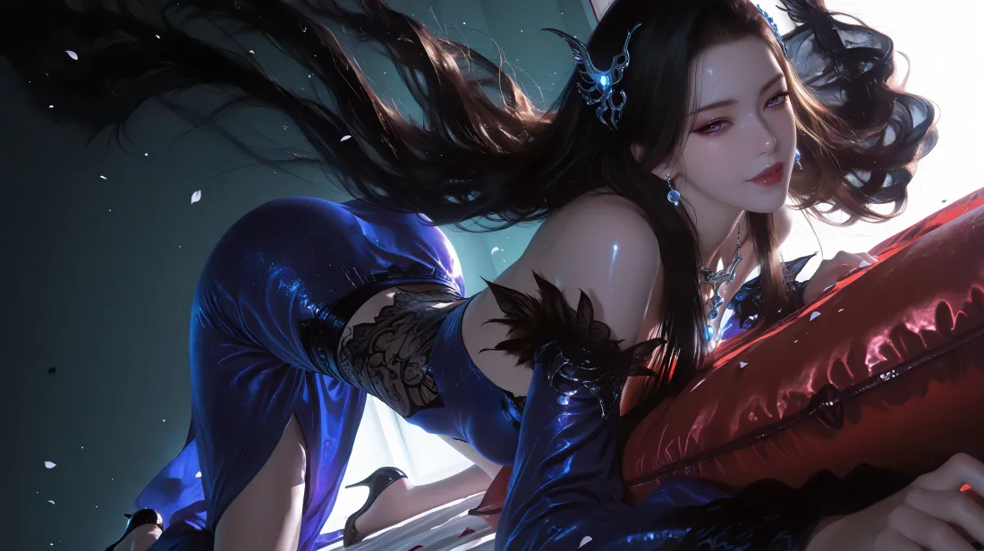 6k潮妖女壁纸｜暗色背景 - 天九行歌「哲风壁纸」