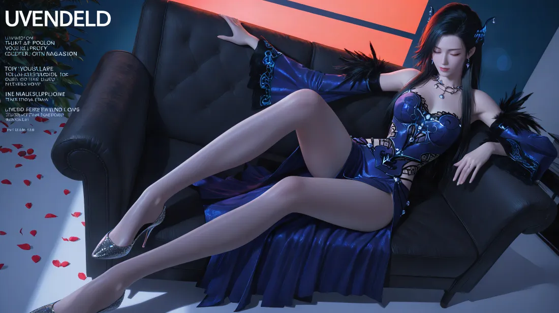 6k潮妖女壁纸｜天九行歌背景图片 - 蓝色服装「哲风壁纸」