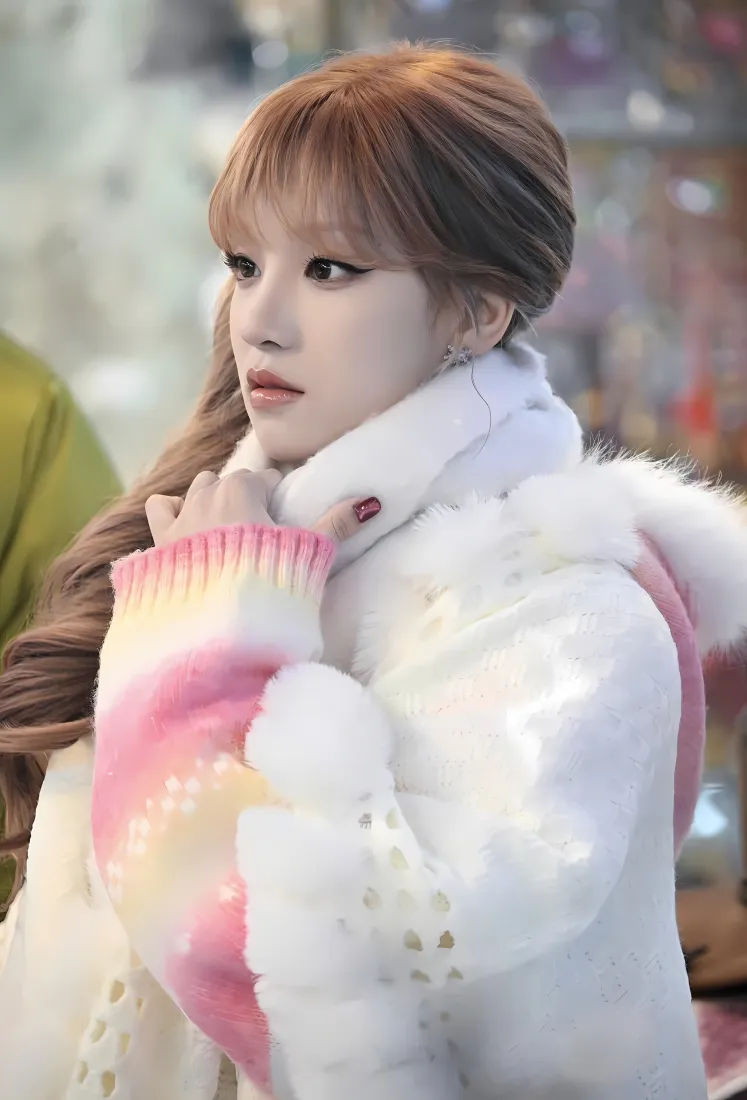 宋雨琦手机壁纸｜室内背景图片 - 侧马尾毛绒外套「哲风壁纸」