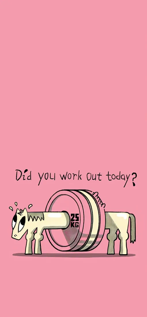 卡通牛手机壁纸｜粉色背景图片 - 健身幽默励志「哲风壁纸」