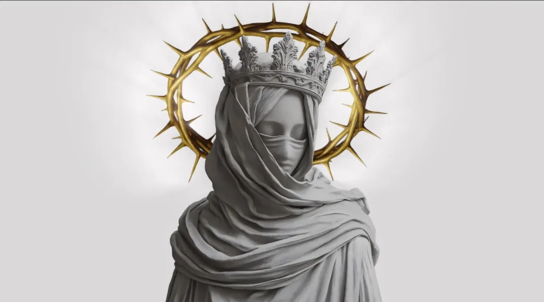 2k宗教雕像壁纸｜简约背景图片 - 金光荆棘冠「哲风壁纸」