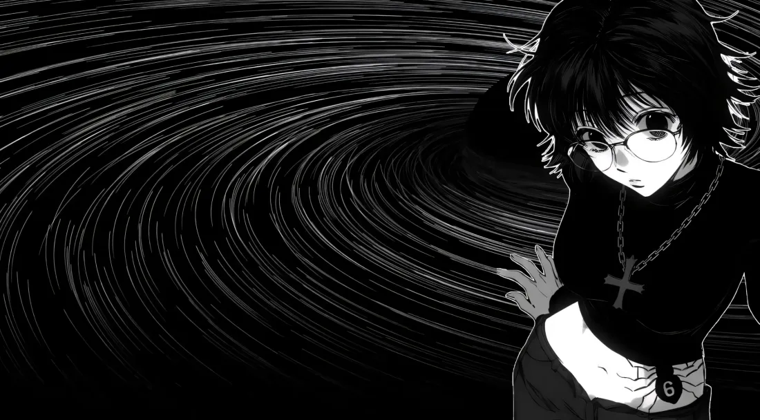 2k动漫人物壁纸｜黑白螺旋背景 - 十字架简约设计「哲风壁纸」
