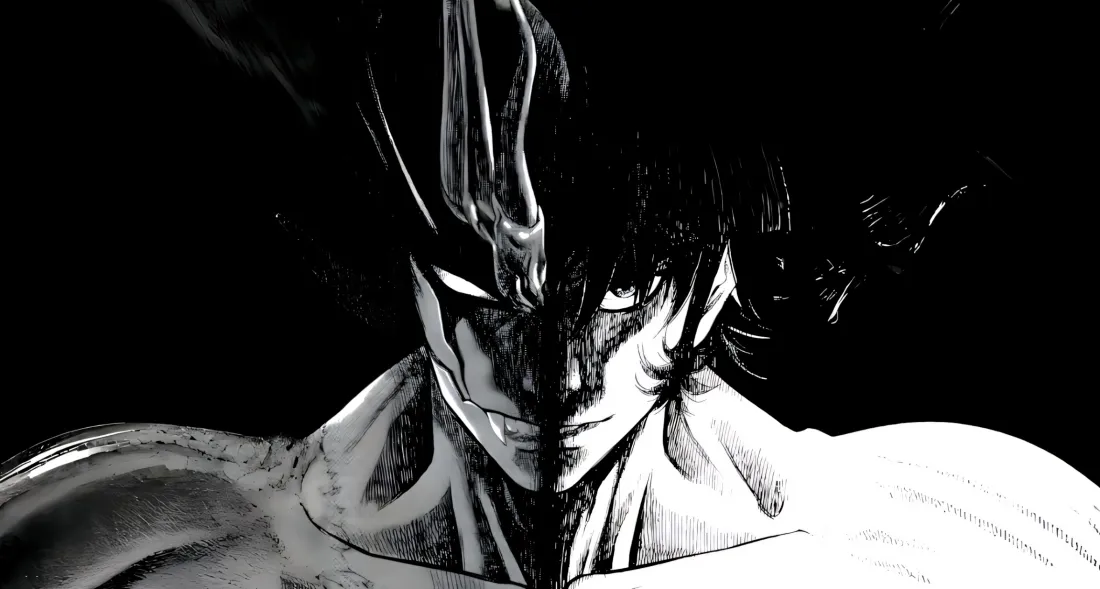 2k动漫人物壁纸｜黑白背景图片 - 异面肌肉「哲风壁纸」