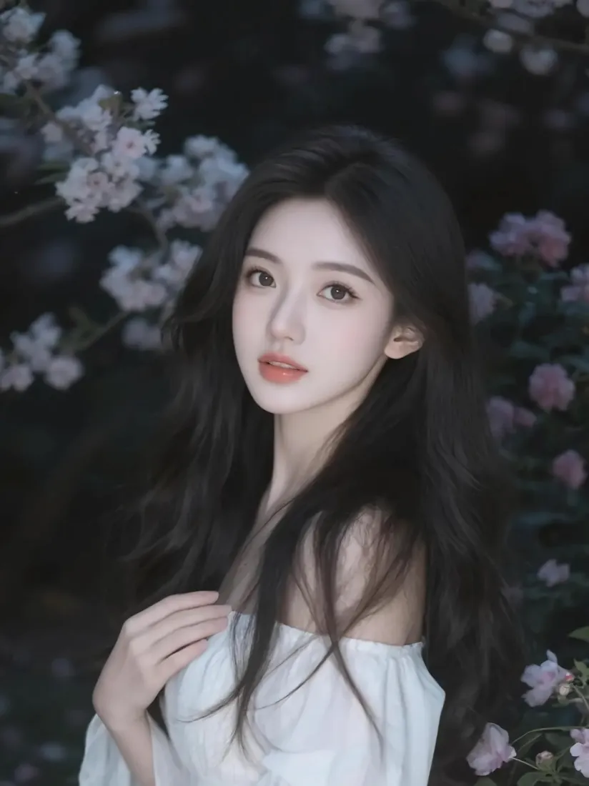 白衣美女手机壁纸｜花丛背景图片 - 暗调氛围「哲风壁纸」