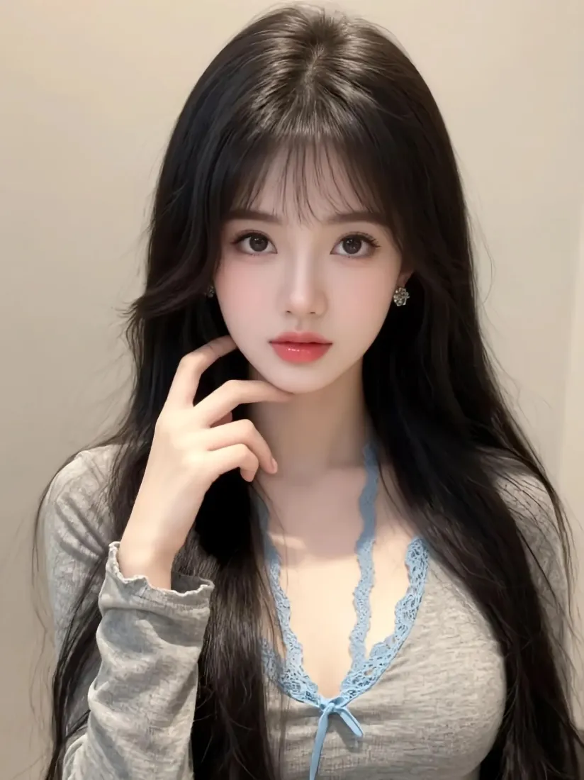 长发美女手机壁纸｜室内背景图片 - 气质穿搭「哲风壁纸」