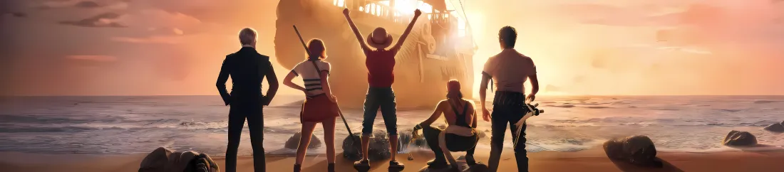 4k路飞壁纸｜海贼王背景图片 - 海滩黄昏伙伴「哲风壁纸」