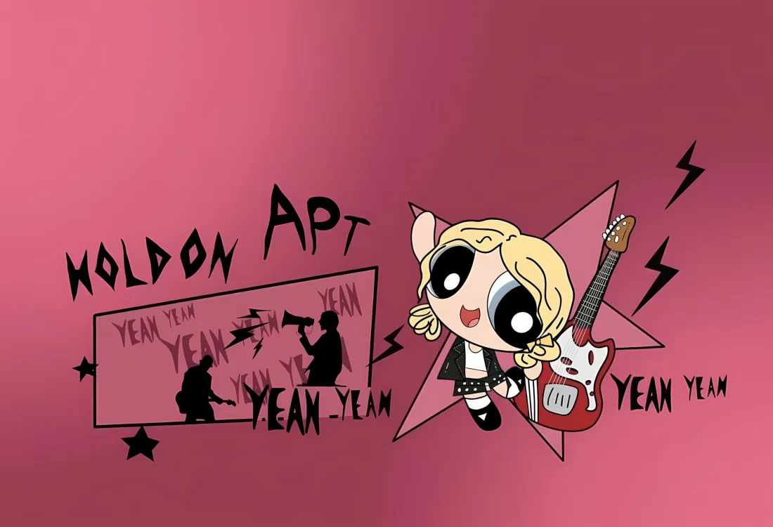 2k飞天小女警壁纸｜粉色背景 - 贝斯卡通摇滚「哲风壁纸」