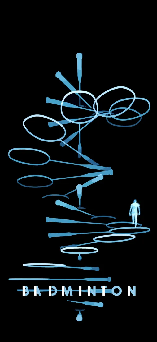 羽毛球拍艺术手机壁纸｜黑色背景图片 - 运动「哲风壁纸」