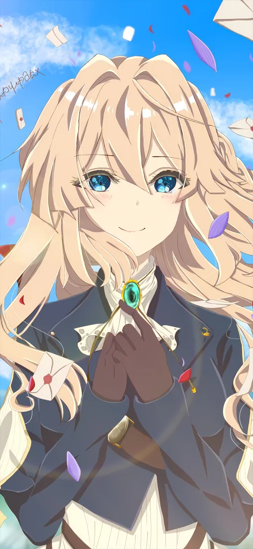 薇尔莉特手机壁纸｜紫罗兰永恒花园背景图片 - 彩带蓝天「哲风壁纸」