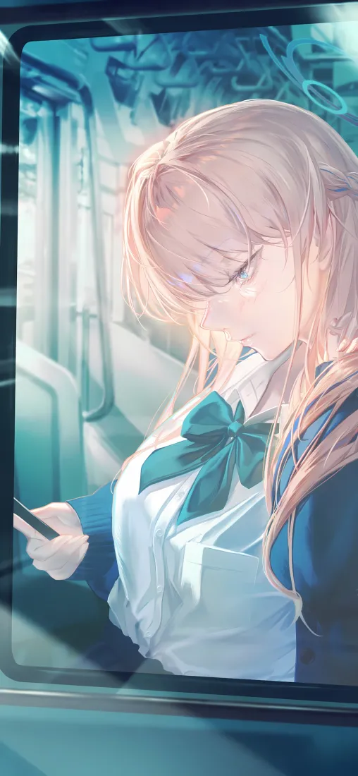 （二次元JK女孩手机壁纸｜校园背景 - 蓝白校服）「哲风壁纸」