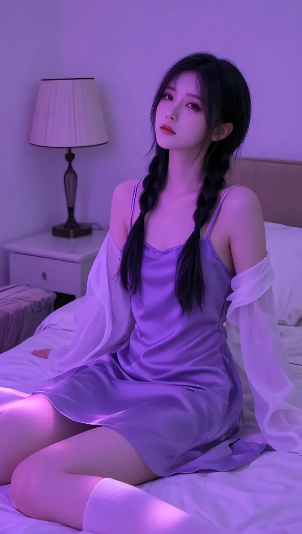 双马尾女孩手机壁纸｜卧室背景图片 - 紫色连衣裙「哲风壁纸」