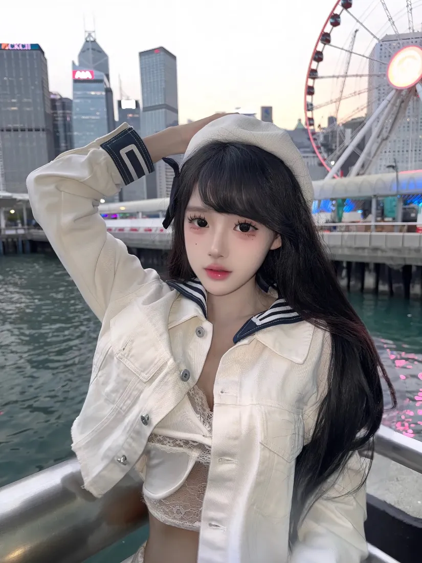 港风美女手机壁纸｜城市夜景背景图片 - 摩天轮「哲风壁纸」