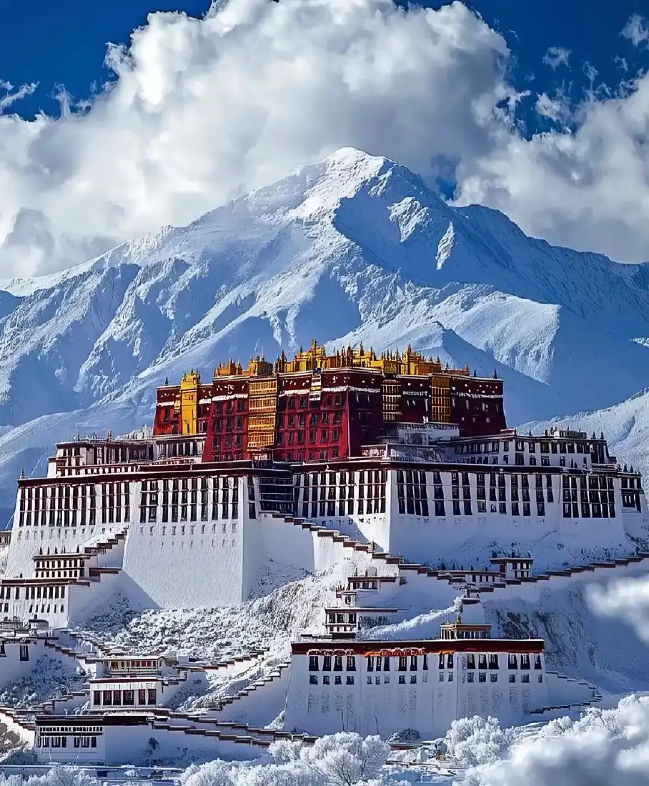 布达拉宫手机壁纸｜拉萨背景图片 - 雪山宫殿风景「哲风壁纸」