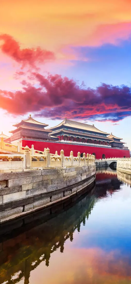 北京故宫雪景手机壁纸｜紫禁城背景图片 - 红墙倒影云彩「哲风壁纸」