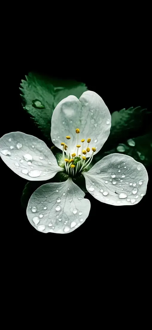 白色花朵手机壁纸｜黑色背景图片 - 清新植物「哲风壁纸」