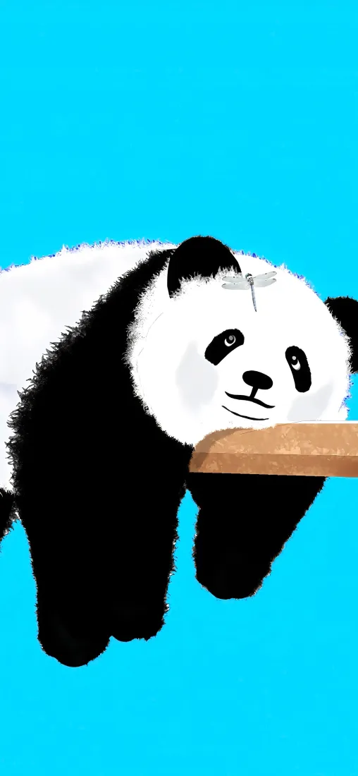 熊猫手机壁纸｜蓝色背景图片 - 可爱卡通熊猫「哲风壁纸」