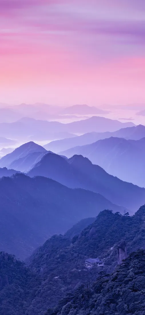 自然风景手机壁纸｜山峦背景图 - 云海粉紫天空「哲风壁纸」