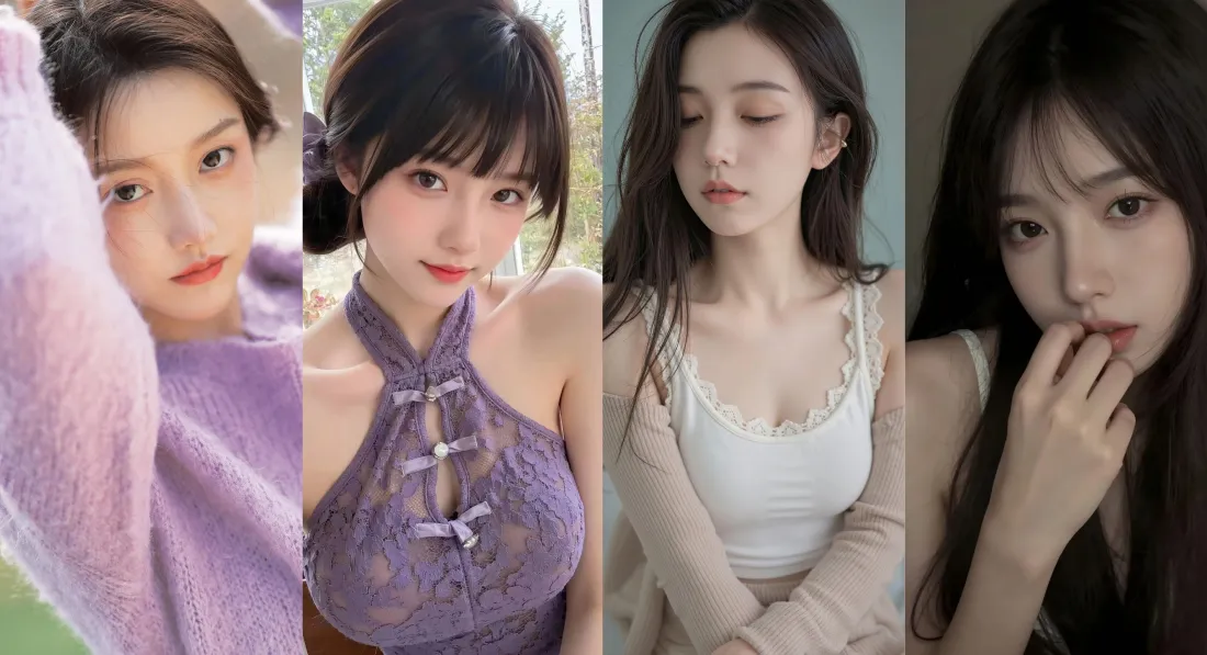 4k紫衣美女壁纸｜美女背景图片 - 时尚清新「哲风壁纸」