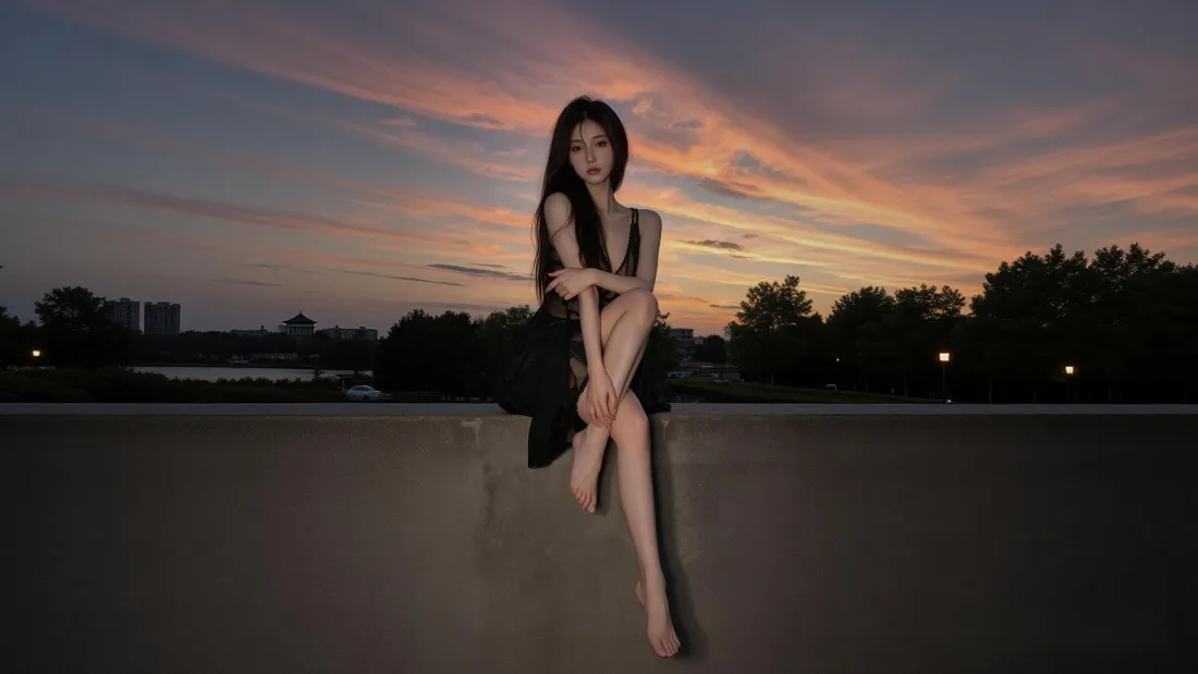 4k夕阳美人壁纸｜晚霞背景图片 - 大长腿美女「哲风壁纸」