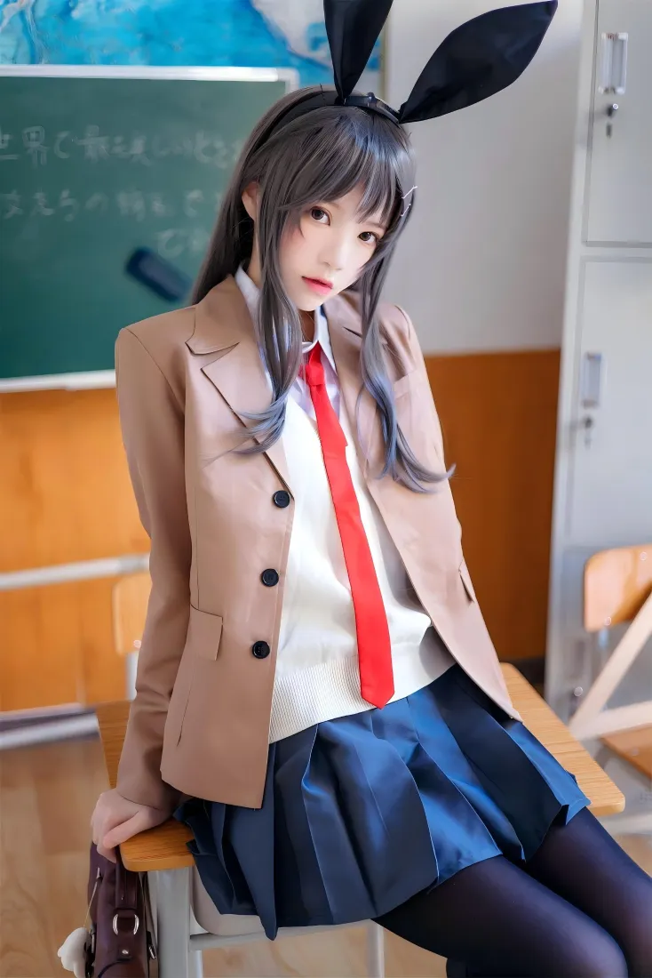 JK少女兔耳黑丝手机壁纸｜教室背景 - 校园风「哲风壁纸」