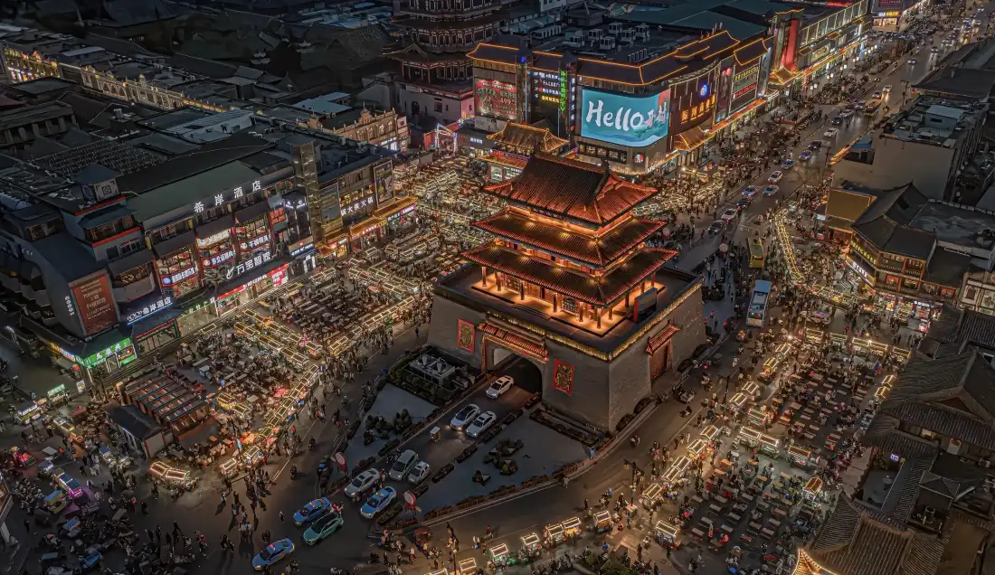 2k开封鼓楼壁纸｜开封夜景背景图片 - 繁华古城「哲风壁纸」