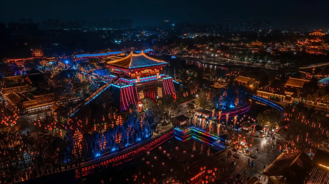 开封夜景手机壁纸｜开封古城背景图 - 宋韵灯会「哲风壁纸」