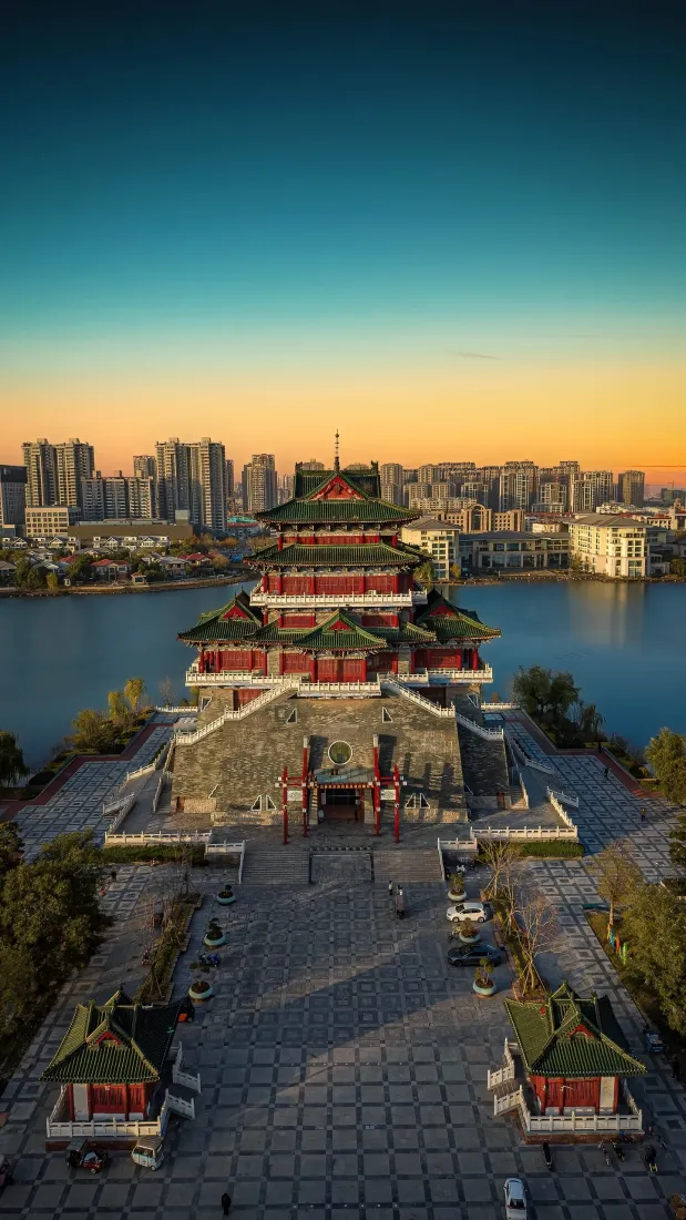 开封城手机壁纸｜城市景观背景图片 - 黄昏古建筑「哲风壁纸」