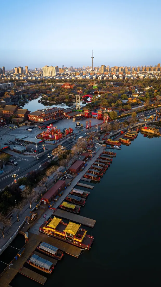 开封城手机壁纸｜古城背景图片 - 汴河船只「哲风壁纸」