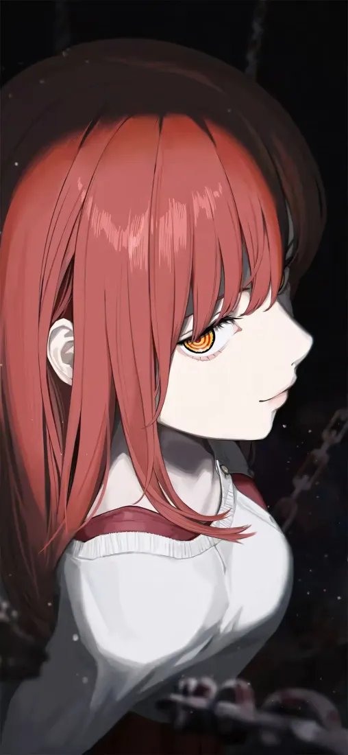 电锯人手机壁纸｜铁链背景图片 - 红发玛奇玛侧颜「哲风壁纸」