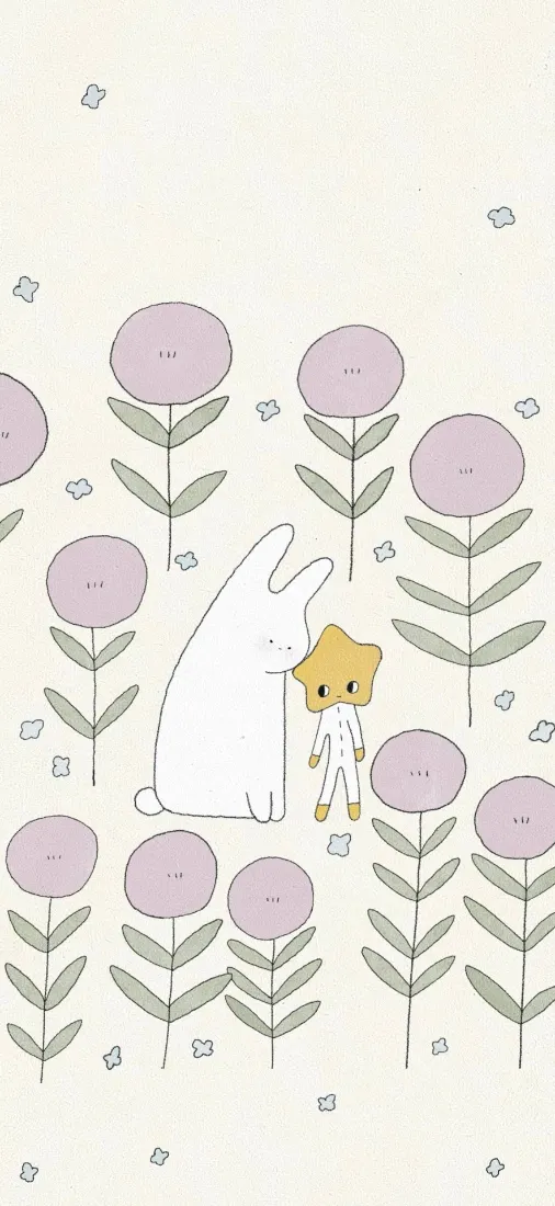 兔子女孩手机壁纸｜花朵背景图片 - 可爱卡通「哲风壁纸」