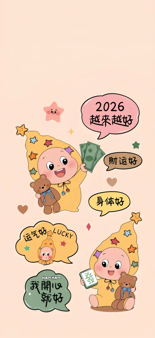 卡通小猪手机壁纸｜粉色背景图片 - 2026幸运幸福「哲风壁纸」