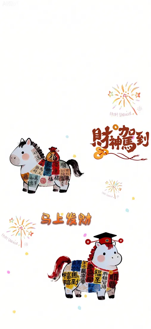 卡通马手机壁纸｜马年背景图片 - 时来运转马上发财「哲风壁纸」
