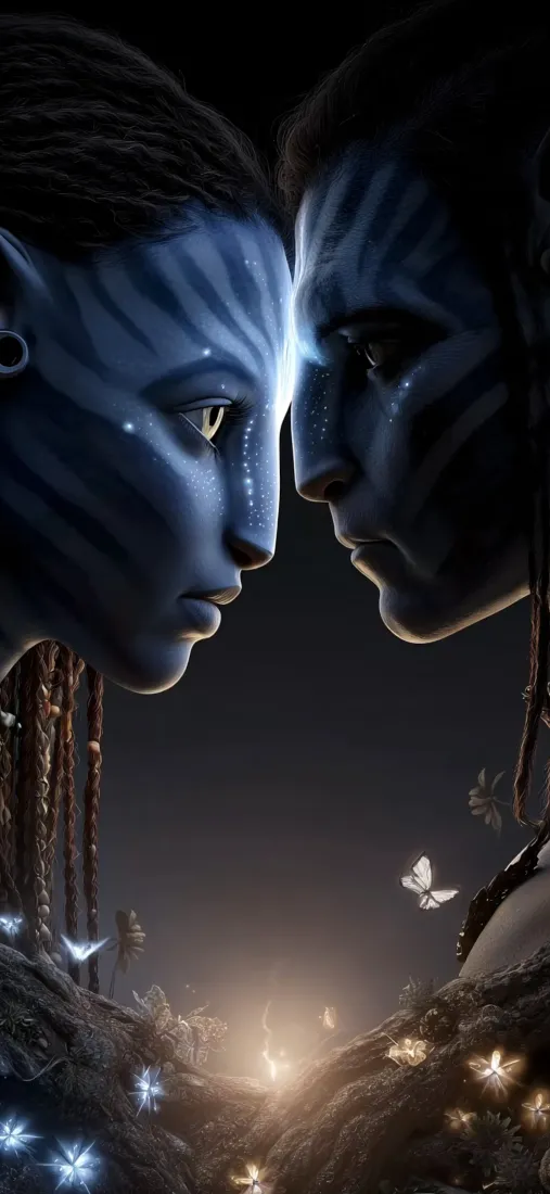 阿凡达手机壁纸｜潘多拉背景图 - 奈蒂莉杰克萨利对视「哲风壁纸」