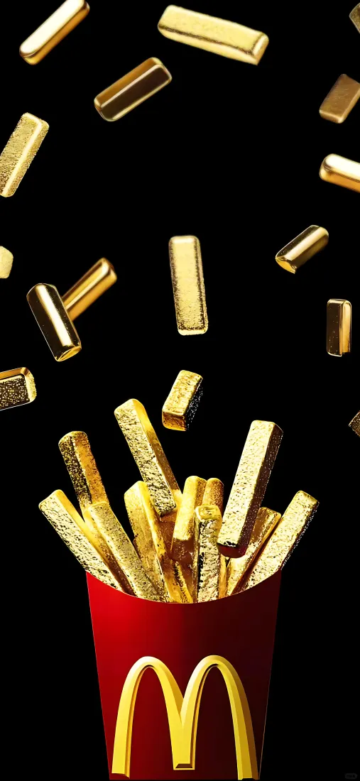 金色薯条手机壁纸｜麦当劳背景图 - 黄金美食「哲风壁纸」