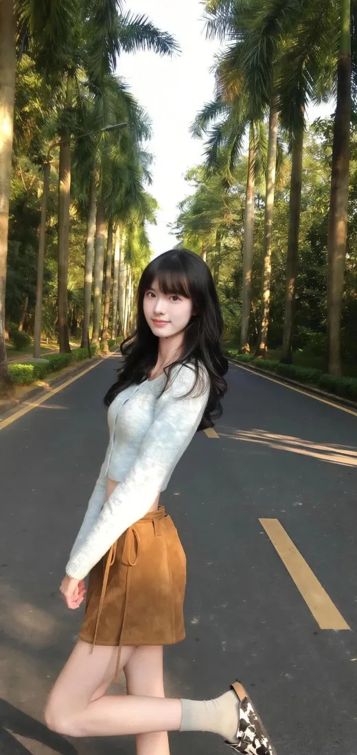 美女手机壁纸｜林荫道背景图片 - 自然风景「哲风壁纸」