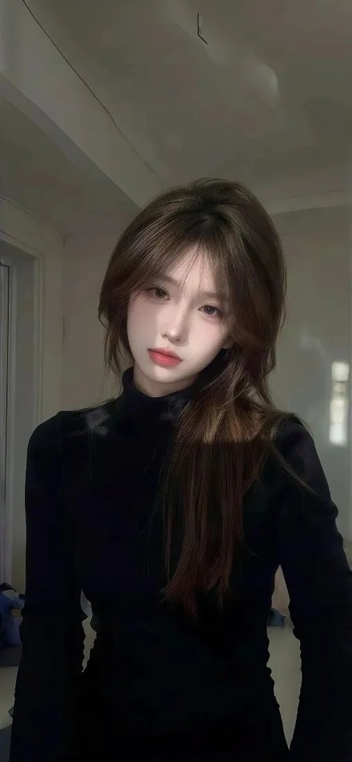 黑衣美女手机壁纸｜室内背景图片 - 简约时尚「哲风壁纸」