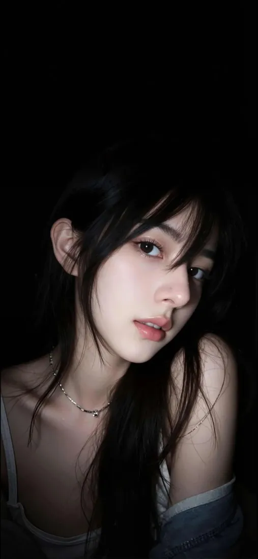 黑发美女手机壁纸｜暗色背景 - Ios 美女「哲风壁纸」