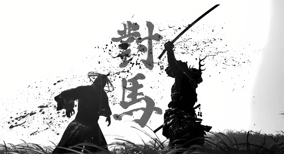 2k对马岛之魂壁纸｜水墨背景图片 - 武士对决「哲风壁纸」